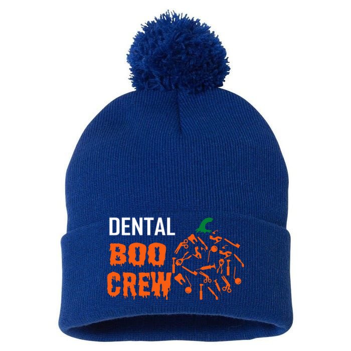 Funny Halloween Tooth Pumpkin For Dentist Boo Crew Funny Gift Pom Pom 12in Knit Beanie