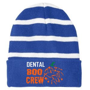 Funny Halloween Tooth Pumpkin For Dentist Boo Crew Funny Gift Striped Beanie with Solid Band