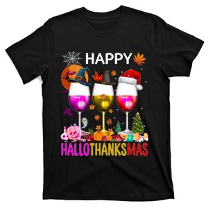 Funny Halloween Thanksgiving Christmas Happy Hallothanksmas T-Shirt