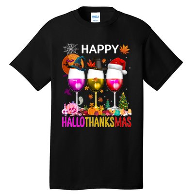 Funny Halloween Thanksgiving Christmas Happy Hallothanksmas Tall T-Shirt