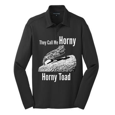 Funny Horny Toad They Call Me Horny Funny Reptile Lizard Silk Touch Performance Long Sleeve Polo