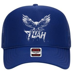 Funny Hawk Tuah Guy Spit Joke Wet That Thang Splash Down High Crown Mesh Back Trucker Hat