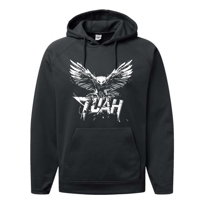 Funny Hawk Tuah Guy Spit Joke Wet That Thang Splash Down Performance Fleece Hoodie