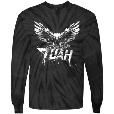 Funny Hawk Tuah Guy Spit Joke Wet That Thang Splash Down Tie-Dye Long Sleeve Shirt