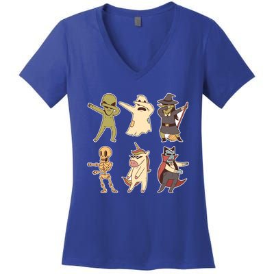 Funny Halloween Team Awesome Skeleton Ghost Mummy Witch Funny Gift Women's V-Neck T-Shirt