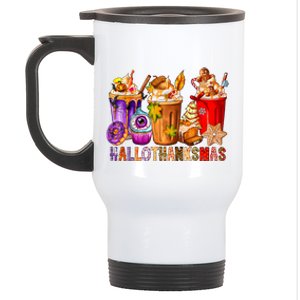 Funny Halloween Thanksgiving Christmas Happy Hallothanksmas Stainless Steel Travel Mug