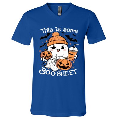 Funny Halloween This Is Some Boo Sheet Ghost Retro Halloween Gift V-Neck T-Shirt