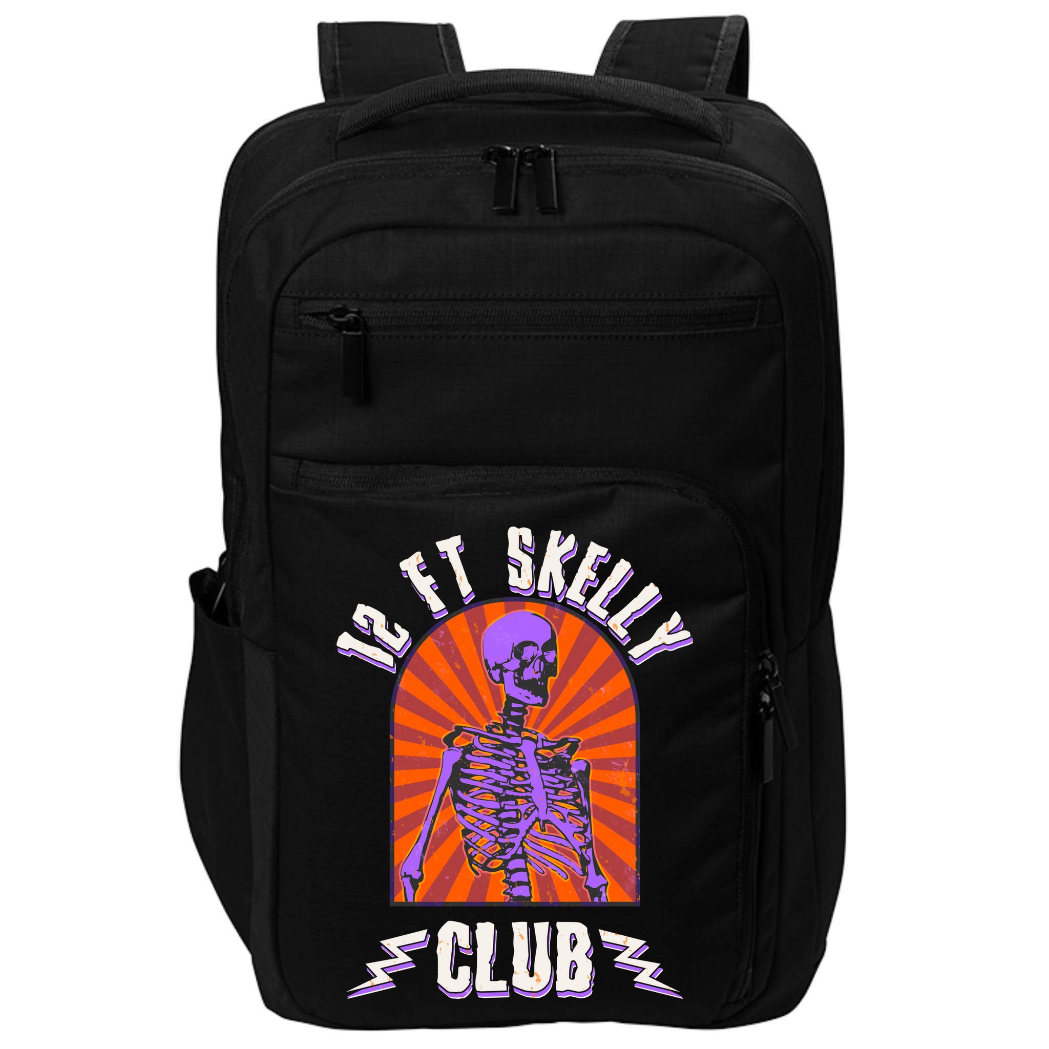 Funny Halloween Twelve Foot Skelly Club Impact Tech Backpack