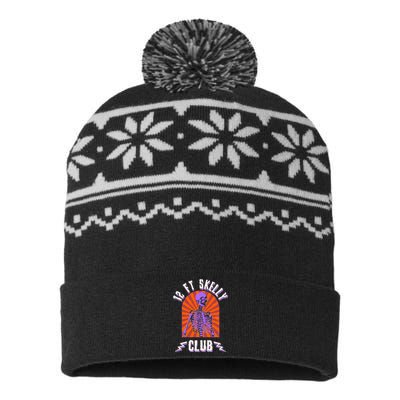 Funny Halloween Twelve Foot Skelly Club USA-Made Snowflake Beanie