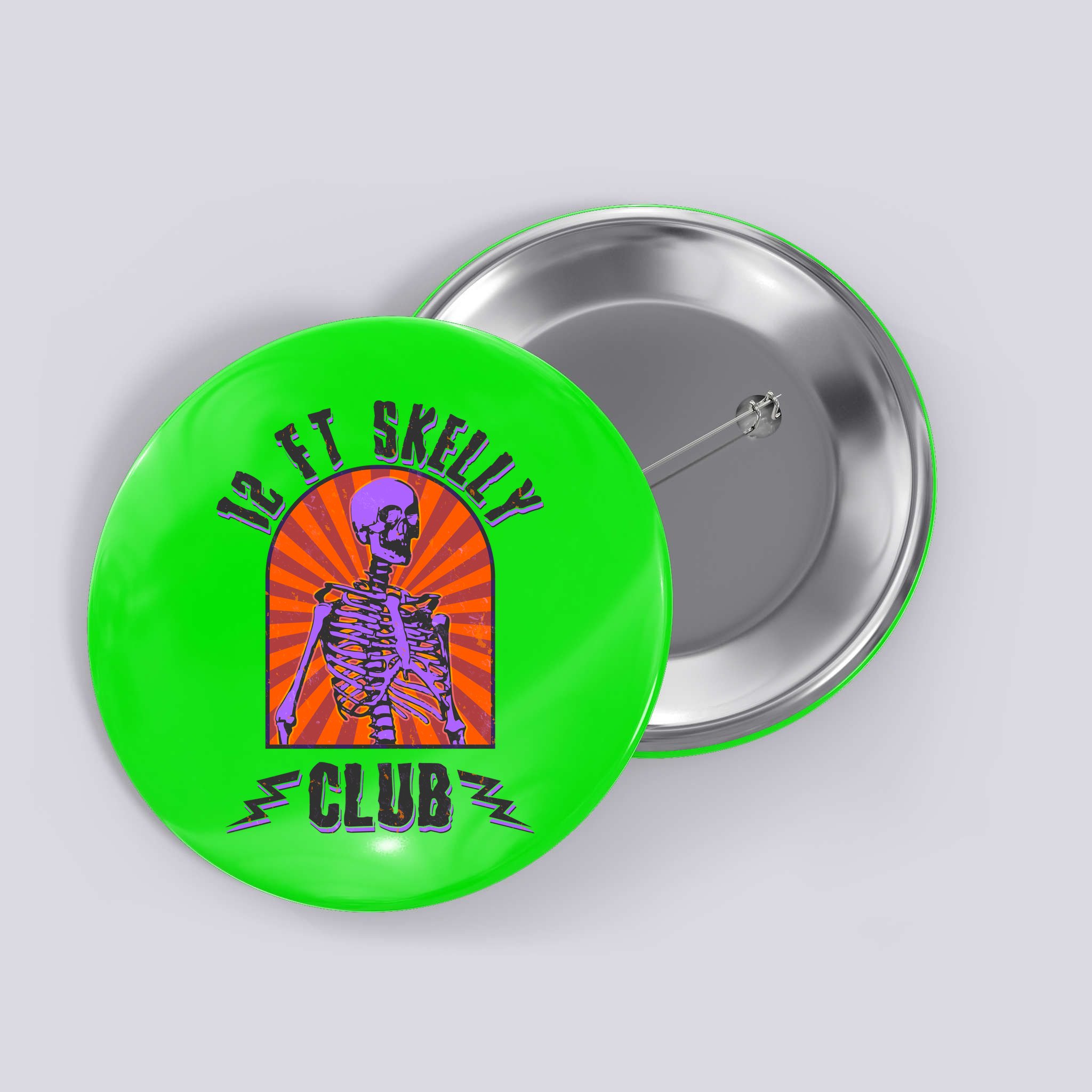 Funny Halloween Twelve Foot Skelly Club Button