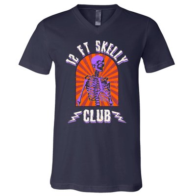 Funny Halloween Twelve Foot Skelly Club V-Neck T-Shirt