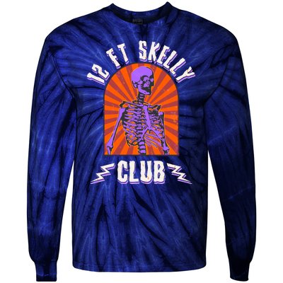 Funny Halloween Twelve Foot Skelly Club Tie-Dye Long Sleeve Shirt