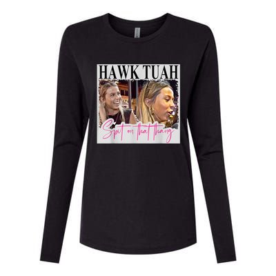 Funny Hawk Tauh Girl Meme 2024 Hawk Tauh Spit On That Thang Gift Womens Cotton Relaxed Long Sleeve T-Shirt