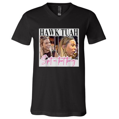 Funny Hawk Tauh Girl Meme 2024 Hawk Tauh Spit On That Thang Gift V-Neck T-Shirt