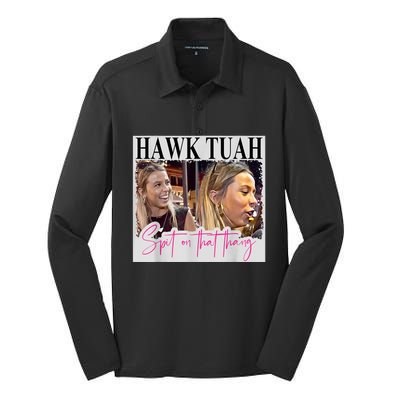 Funny Hawk Tauh Girl Meme 2024 Hawk Tauh Spit On That Thang Gift Silk Touch Performance Long Sleeve Polo