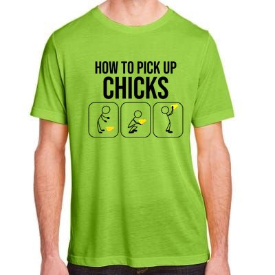 Funny How To Pick Up Chicks Gift Cool Chicken Jokes Cool Gift Adult ChromaSoft Performance T-Shirt