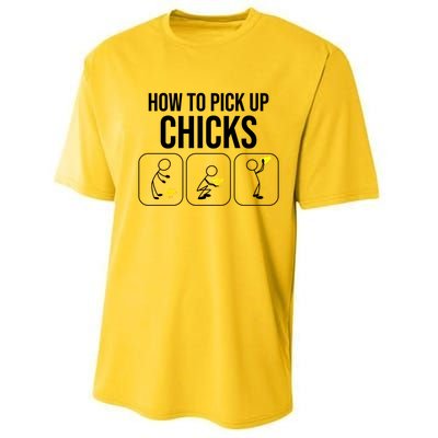 Funny How To Pick Up Chicks Gift Cool Chicken Jokes Cool Gift Performance Sprint T-Shirt