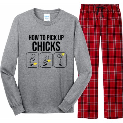 Funny How To Pick Up Chicks Gift Cool Chicken Jokes Cool Gift Long Sleeve Pajama Set