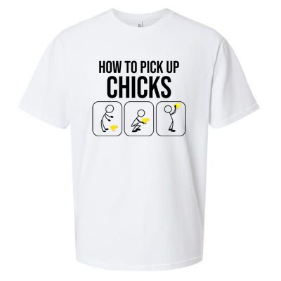 Funny How To Pick Up Chicks Gift Cool Chicken Jokes Cool Gift Sueded Cloud Jersey T-Shirt