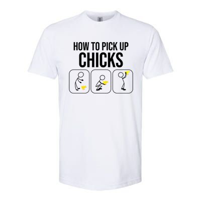 Funny How To Pick Up Chicks Gift Cool Chicken Jokes Cool Gift Softstyle CVC T-Shirt