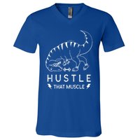 Fitness Hustle That Muscle Dinosaur Funny Gym Design Meaningful Gift V-Neck T-Shirt