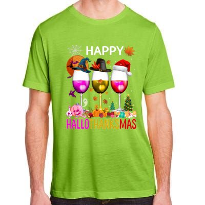 Funny Halloween Thanksgiving Christmas Happy Hallothanksmas Great Gift Adult ChromaSoft Performance T-Shirt