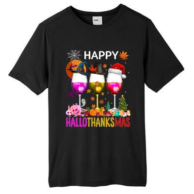 Funny Halloween Thanksgiving Christmas Happy Hallothanksmas Great Gift Tall Fusion ChromaSoft Performance T-Shirt