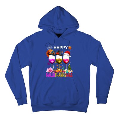 Funny Halloween Thanksgiving Christmas Happy Hallothanksmas Great Gift Hoodie