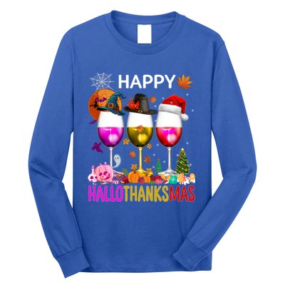 Funny Halloween Thanksgiving Christmas Happy Hallothanksmas Great Gift Long Sleeve Shirt