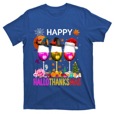 Funny Halloween Thanksgiving Christmas Happy Hallothanksmas Great Gift T-Shirt