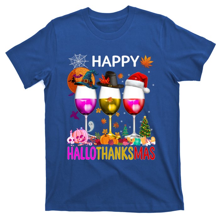 Funny Halloween Thanksgiving Christmas Happy Hallothanksmas Great Gift T-Shirt