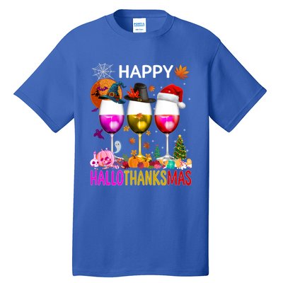 Funny Halloween Thanksgiving Christmas Happy Hallothanksmas Great Gift Tall T-Shirt