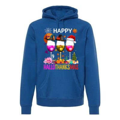 Funny Halloween Thanksgiving Christmas Happy Hallothanksmas Great Gift Premium Hoodie