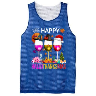 Funny Halloween Thanksgiving Christmas Happy Hallothanksmas Great Gift Mesh Reversible Basketball Jersey Tank