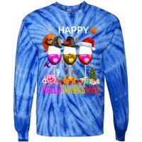 Funny Halloween Thanksgiving Christmas Happy Hallothanksmas Great Gift Tie-Dye Long Sleeve Shirt