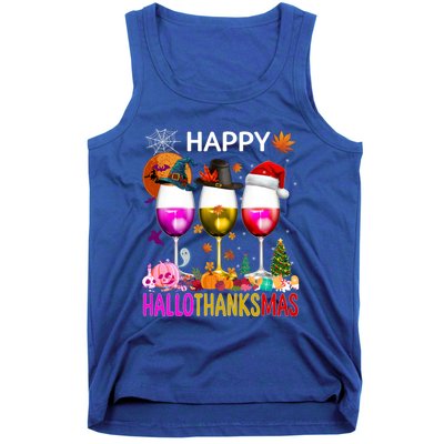 Funny Halloween Thanksgiving Christmas Happy Hallothanksmas Great Gift Tank Top