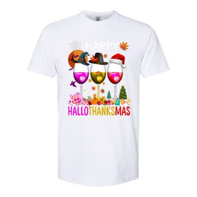 Funny Halloween Thanksgiving Christmas Happy Hallothanksmas Great Gift Softstyle CVC T-Shirt