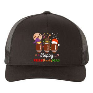 Football Halloween Thanksgiving Christmas HalloThanksMas Yupoong Adult 5-Panel Trucker Hat