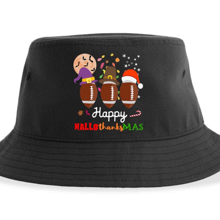 Football Halloween Thanksgiving Christmas HalloThanksMas Sustainable Bucket Hat