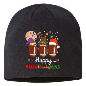 Football Halloween Thanksgiving Christmas HalloThanksMas Sustainable Beanie