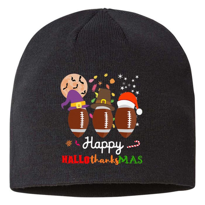 Football Halloween Thanksgiving Christmas HalloThanksMas Sustainable Beanie