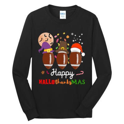 Football Halloween Thanksgiving Christmas HalloThanksMas Tall Long Sleeve T-Shirt