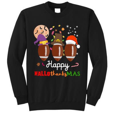 Football Halloween Thanksgiving Christmas HalloThanksMas Tall Sweatshirt