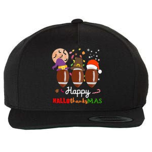 Football Halloween Thanksgiving Christmas HalloThanksMas Wool Snapback Cap