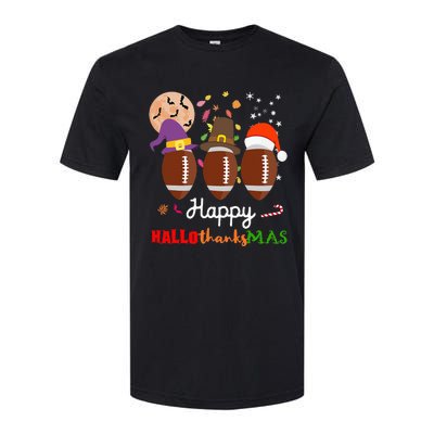 Football Halloween Thanksgiving Christmas HalloThanksMas Softstyle® CVC T-Shirt