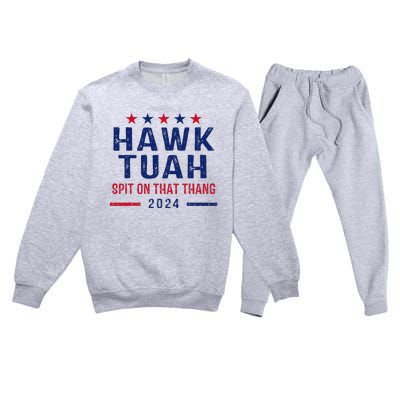 Funny Hawk Tuah Girl Spit On That Thing Premium Crewneck Sweatsuit Set