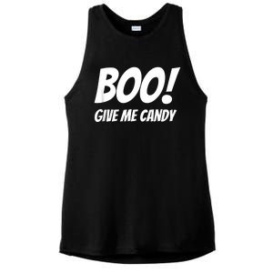 Funny Halloween Tees Sarcastic Boo Give Me Candy Ladies PosiCharge Tri-Blend Wicking Tank