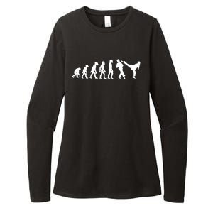 Funny Human Taekwondo Fighter Evolution Korean Sparring Womens CVC Long Sleeve Shirt