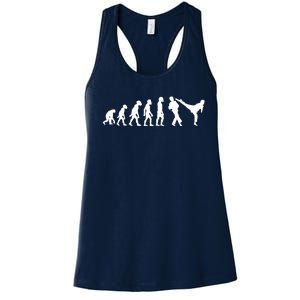 Funny Human Taekwondo Fighter Evolution Korean Sparring Women's Racerback Tank