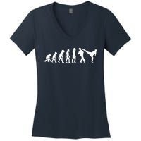 Funny Human Taekwondo Fighter Evolution Korean Sparring Women's V-Neck T-Shirt